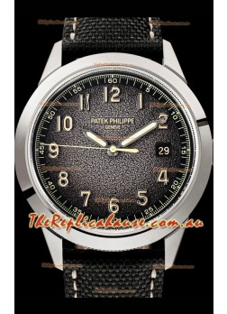 Patek Philippe Calatrava 5226G-001 904L Steel 1:1 Mirror Replica Watch Hybrid Leather/Canvas Strap