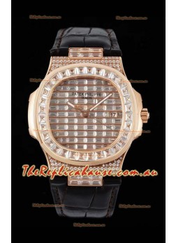 Patek Philippe Nautilus 5711/R Swiss Replica Watch 1:1 Mirror Replica in Rose Gold Diamonds Casing
