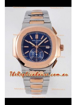 Patek Philippe Nautilus 5980/1AR-001 Two Tone Rose Gold 904L Steel Case in Blue Dial - 1:1 Mirror Replica