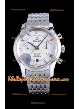 Omega De Ville Chronograph 1:1 Mirror Replica Timepiece in White Dial 42MM