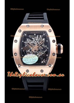 Richard Mille RM035 AMERICAS 18K Rose Gold Replica Timepiece in Black Strap