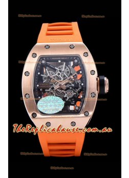 Richard Mille RM035 AMERICAS 18K Rose Gold Replica Timepiece in Orange Strap