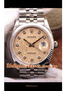 Rolex Datejust 36MM Cal.3135 Movement Swiss Replica Watch in 904L Steel Champange Computer Dial  