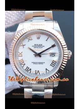 Rolex Datejust 41MM Cal.3135 Movement Swiss Replica Watch in 904L Steel Roman White Dial