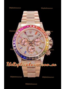 Rolex Daytona ICED OUT Rose Gold Timepiece Original Cal.4130 Movement - 1:1 Mirror 904L Steel Timepiece 