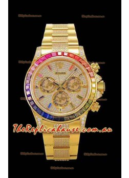 Rolex Daytona ICED OUT Yellow Gold Timepiece Original Cal.4130 Movement - 1:1 Mirror 904L Steel Timepiece 