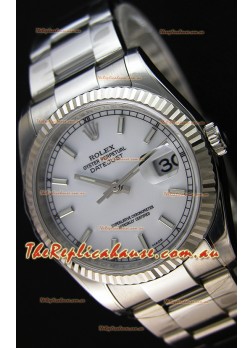 Rolex Datejust Japanese Replica Watch - White Dial in 36MM with Oyster Strap