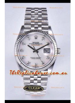 Rolex Datejust 126234 36MM Swiss Replica in 904L Steel in White Pearl Dial 1:1 Mirror Replica