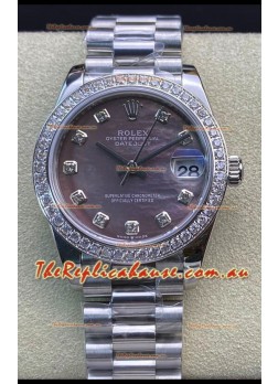 Rolex Datejust 178384 31MM Swiss Replica in 904L Steel in Grey Dial - 1:1 Mirror Replica