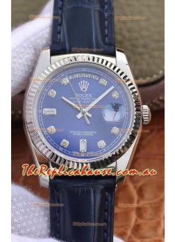 Rolex Day Date 904L Steel Casing Watch in Blue Dial 36MM - 1:1 Mirror Quality 