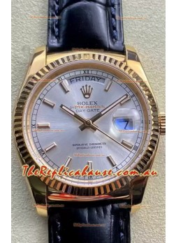 Rolex Day Date Yellow Gold Casing Watch in Steel Dial 36MM - 1:1 Mirror Quality 