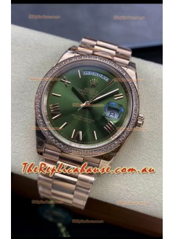 Rolex Day Date Presidential 18K Rose Gold Watch 40MM - Olive Green Dial 1:1 Mirror Quality
