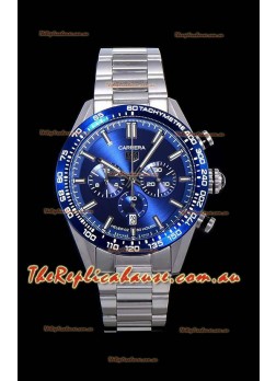 Tag Heuer Carrera Swiss Quartz Movement Replica Watch in Blue Dial - Stainless Steel Strap