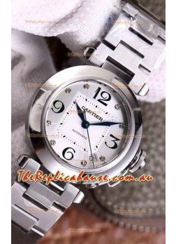 Pasha De Cartier 1:1 Mirror Quality Automatic Swiss Replica Watch 32MM - Steel Dial