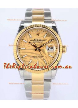 Rolex Datejust Palm Motif Dial 36MM Cal.3135 Movement Swiss Replica Watch in 904L Two Tone Casing