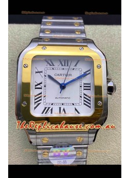 Santos De Cartier  1:1 Mirror Replica - 36MM Yellow Gold Two Tone Watch