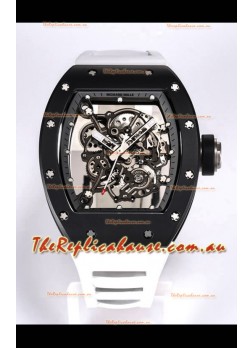 Richard Mille RM055 Black Ceramic Casing 1:1 Mirror Replica Watch in White Strap