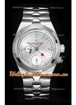 Vacheron Constantin Overseas Dual Time 1:1 Mirror Swiss Replica Watch in Steel Dial 