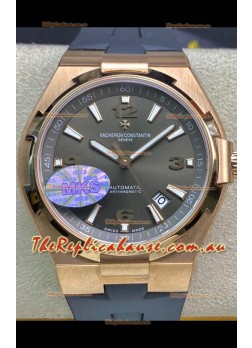 Vacheron Constantin Overseas 1:1 Mirror Replica 904L Rose Gold Steel  Watch in Grey Dial - Rubber Strap