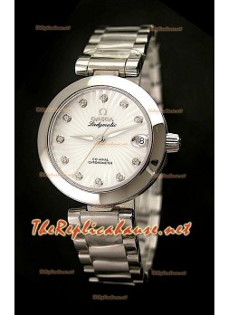 Omega Ladymatic Swiss Replica Watch - 1:1 Mirror Replica in White Dial