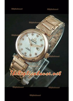 Omega Ladymatic Swiss Replica Watch in Pink Gold - 1:1 Mirror Replica