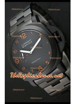 Panerai Luminor Marina Black Dial watch with Orange Markers