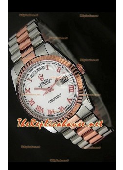 Rolex DayDate Swiss Replica Watch in Two Tone Pink Gold