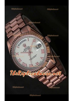 Rolex DayDate Swiss Replica Watch in Pink Gold 