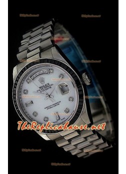 Rolex DayDate Swiss Replica Watch in Pearl Dial 
