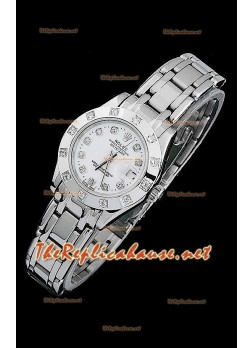 Rolex Datejust Ladies Swiss Replica Watch in White Dial in Diamonds Hour Markers