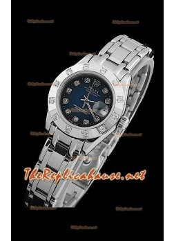 Rolex Datejust Ladies Swiss Replica Watch in Dark Blue Dial in Diamonds Hour Markers