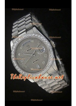 Rolex DayDate Swiss Replica Watch Grey Printed Dial 