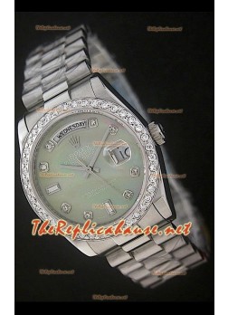 Rolex DayDate Swiss Replica Watch in Green Pearl Dial