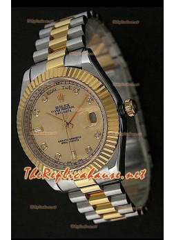 Rolex Replica Day Date Two Tone Japanese Watch in Gold Dial 