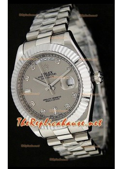 Rolex Day Date Swiss Stainless Steel Watch in Grey Dial