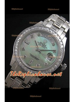 Rolex Day Date Swiss Replica Watch in Green Mother of Pearl Dial