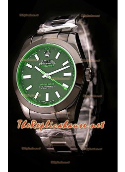 Rolex Pro Hunter Milgauss Swiss Watch with Tinted Green Sapphire