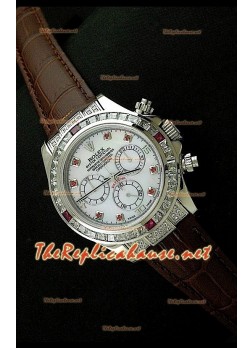 Rolex Cosmograph Daytona 7750 Movement Swiss Watch in Brown Leather Strap