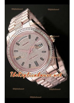 Rolex Day Date II Swiss Watch - 41MM in Rose Gold and Square Diamonds Bezel 