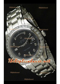 Rolex Day Date Swiss Replica Watch - Mid Sized - 37MM in Black Dial