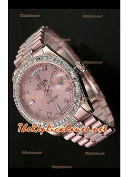 Rolex Day Date Swiss Replica Watch - Mid Sized 37MM - Everose Dial