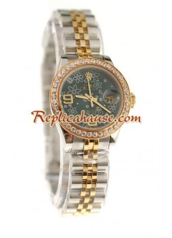 Rolex Swiss Floral Motif Datejust Wristwatch - Lady Size ROLX833