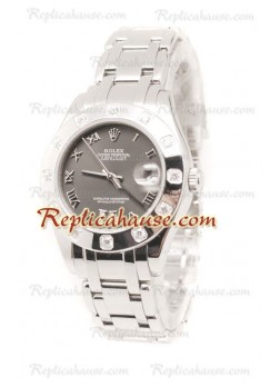 Datejust Rolex Swiss Wristwatch in Stainless Steel and Grey Dial - 34MM ROLX-20101311