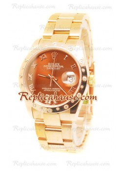 Datejust Rolex Japanese Wristwatch in Rose Gold and Brown Dial - 36MM ROLX-20101316