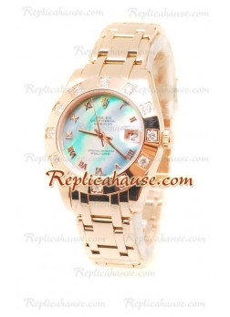 Pearlmaster Datejust Rolex Swiss Wristwatch in Rose Gold and Pearl Dial - 34MM ROLX-20101330