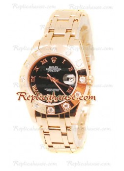 Datejust Rolex Japanese Wristwatch in Rose Gold and Black Dial - 34MM ROLX-20101334