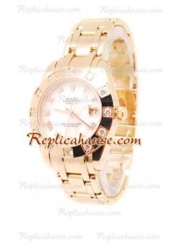 Pearlmaster Datejust Rolex Swiss Wristwatch in Rose Gold and Pearl Dial - 34MM ROLX-20101335