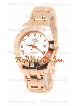 Datejust Rolex Japanese Wristwatch in Rose Gold and White Dial - 34MM ROLX-20101338
