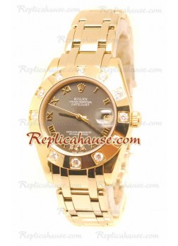 Datejust Rolex Swiss Wristwatch in Rose Gold and Grey Dial - 34MM ROLX-20101345