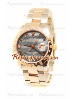 Datejust Rolex Swiss Wristwatch in Two Tone Rose Gold and Grey Dial - 36MM ROLX-20101347